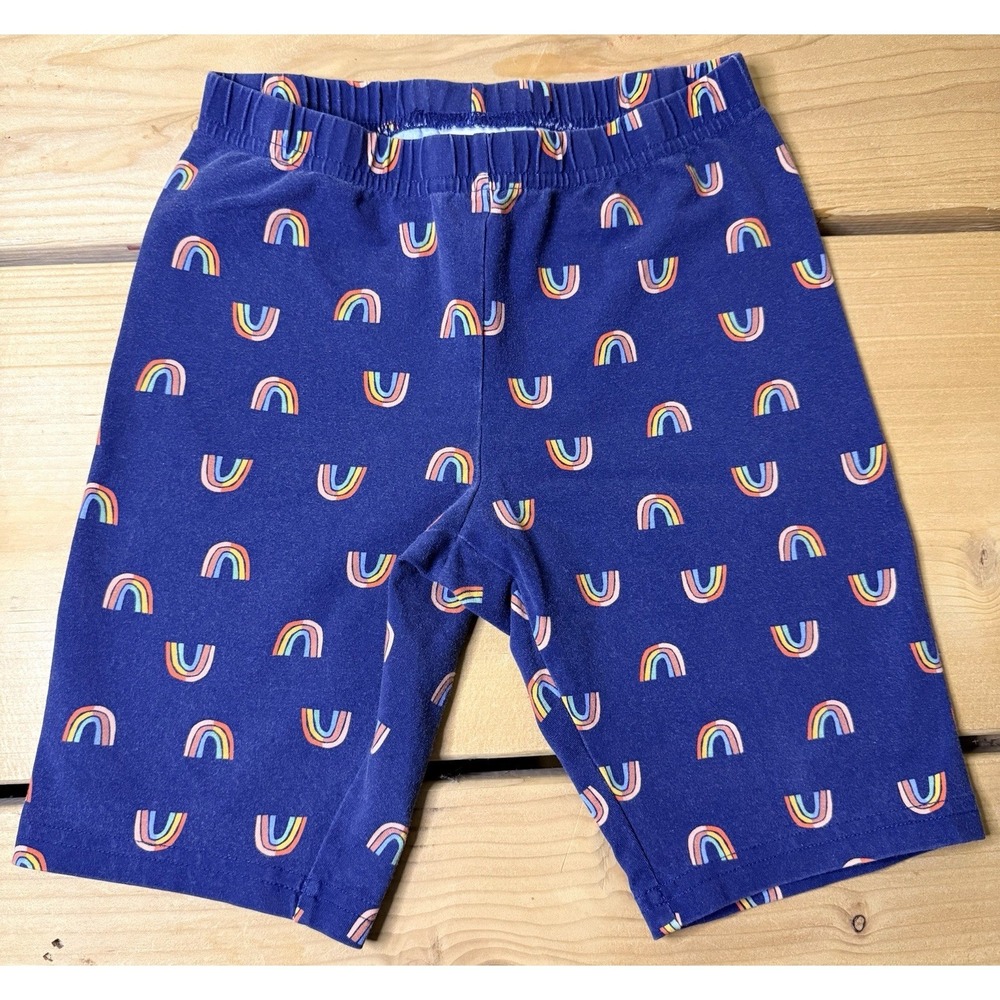Hanna Andersson Biker Shorts Girls Blue with rainbows Size 140 / 10